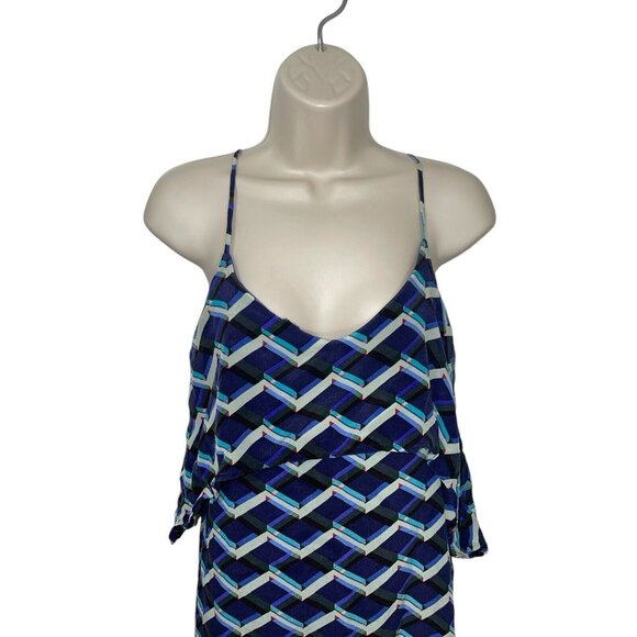 RIELEY Women's Small Geometric Print Mini Dress 100% Silk Polyester Lining READ - Picture 4 of 16